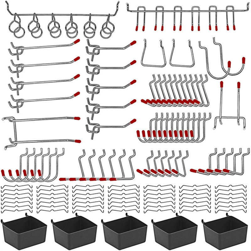 Workshop Tools On Wall - 114-teiliges Stecktafel-Haken-Set, Metall-Werkzeughaken zum Organisieren von