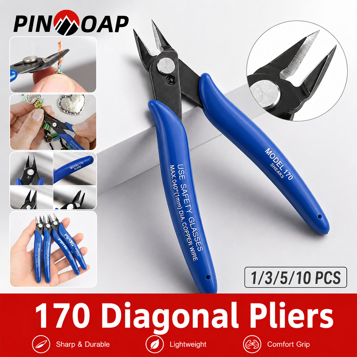 Workshop Hand Tools - PINMOAP 170 Mehrzweckzange, Hochleistungs-Stahlhandwerkzeug, Drahtschneider, Greifzange