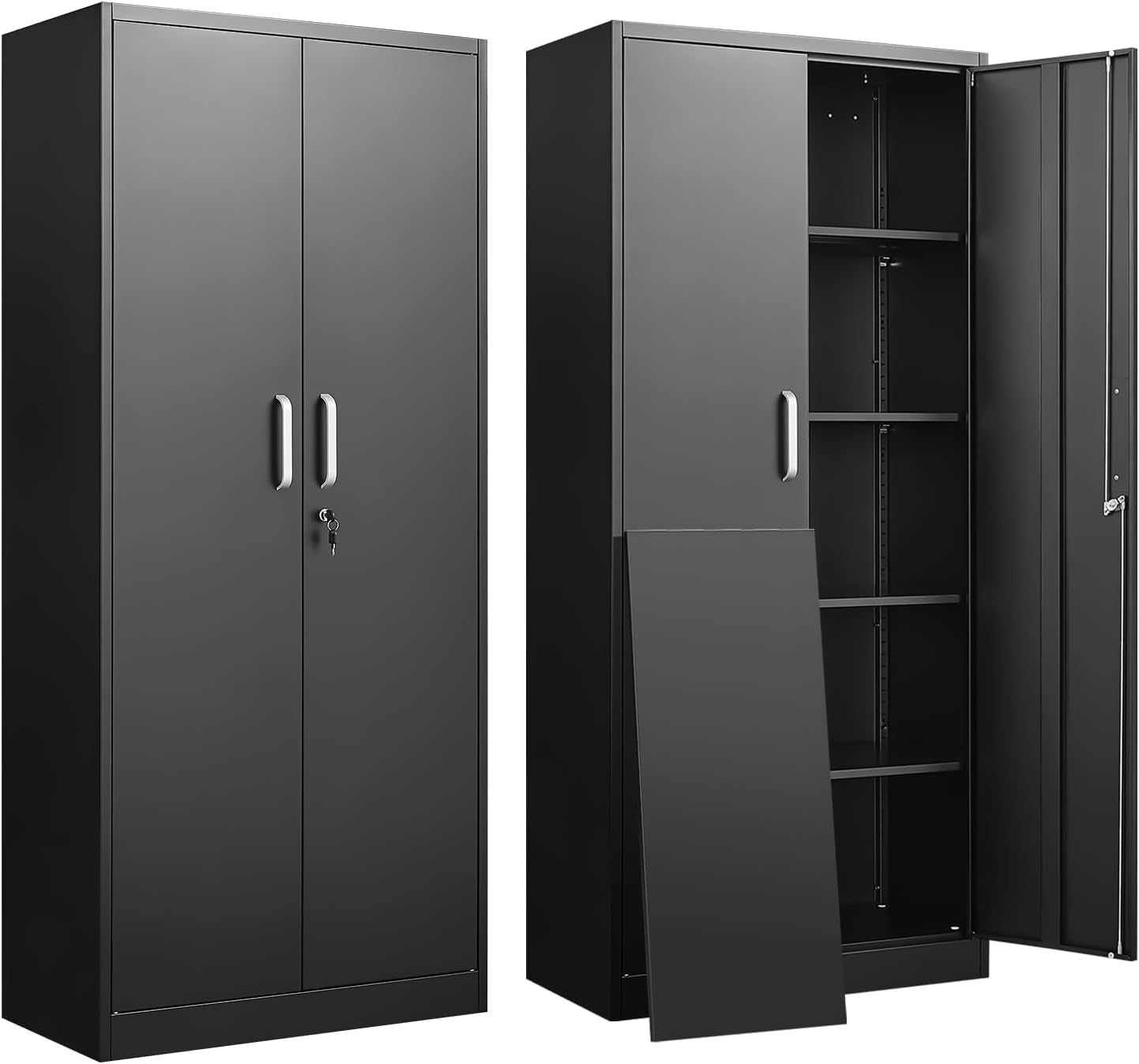 Tool Chest Cabinet - Metall-Aufbewahrungsschrank mit verstellbaren Regalen, schwarze Garagenschränke